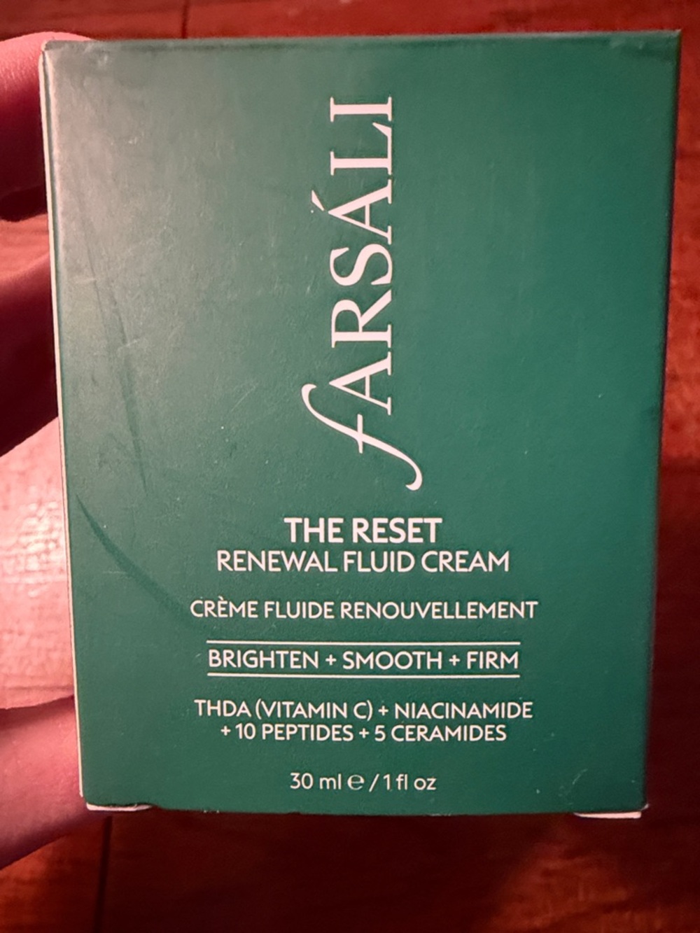 fARSÁLI The Reset Renewal Fluid Cream - Teal Green Packaging